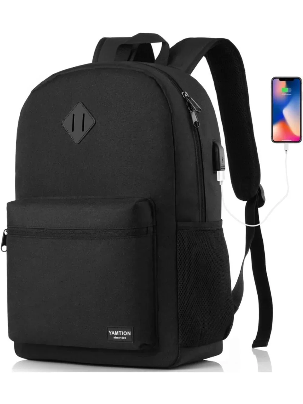 Stylish Black Casual Backpack for Teens & Adults, 15.6
